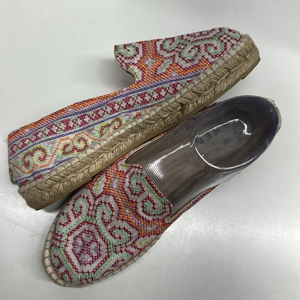 Manebi Ibiza Espadrille Shoe Cross Stitch Floral Colorful Slip On Shoes Size 37